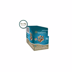 Applaws 100% Natural Wet Cat Food, Tuna Fillet with Anchovy in Broth, Pack of 12 x 70g Pouches