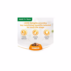 IAMS Delights Complete Wet Cat Food for Adult 1+ Cats Meat and Fish Variety in Jelly Multipack 12 x 85 g Pouches