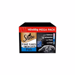 Sheba Fine Flakes in Jelly ? Fish Collection ? Wet Cat Food Pouches for Adult Cats ? (40 x 85 g)
