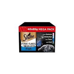 Sheba Fine Flakes in Jelly ? Fish Collection ? Wet Cat Food Pouches for Adult Cats ? (40 x 85 g)