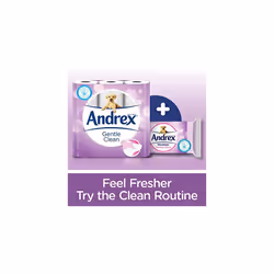 Andrex Gentle Clean Toilet Rolls - 72 Toilet Roll Pack (2-ply) - Bulk Buy Toilet Rolls - Gentle and Soft on Your Family's Skin - Dermatologically