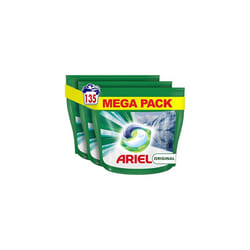 Ariel All-in-1 PODS Washing Liquid Laundry Detergent Tablets / Capsules, 135 Washes (45 x 3), Original, Brilliant Cleaning Even In A Cold Wash