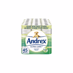 Andrex Ultra Care Toilet Paper - 45 Toilet Roll Pack - contains soothing lotion with Aloe Vera for our best care for skin - D ...