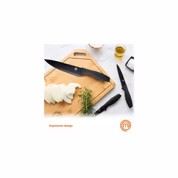 MasterChef Knife Set of 5 Kitchen Knives incl. Paring, Utility, Bread, Carving & Chef Knives for Cooking, Professional Sharp Stainless Steel, Non