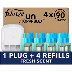 Febreze Unstoppables 3Volution Plug In Air Freshener Starter Kit, Plug-In Diffuser: 1 Plug + 4 Refill Sets, Electronic Odour ...