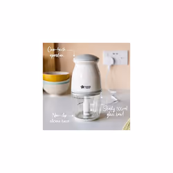 Tommee Tippee Quick-Chop Mini Baby Food Blender and Chopper for All Stages of Weaning, Durable Glass Bowl and Stainless Steel Blades, 500ml Capacity,