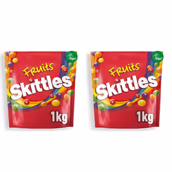 Skittles Vegan Sweets, Fruit Chewy Sweets, Bulk Sharing Bag, Sweets Gift, 1 kg (Pack of 2)