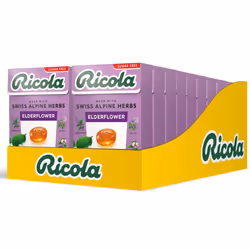 Ricola Elderflower Sugar Free Swiss Herbal Sweets, Herb Drops, Sweet Box 45g - Pack of 20 Boxes