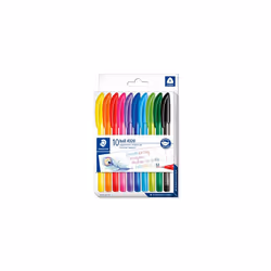 STAEDTLER 4320 MC10 Stick Rainbow Ballpoint Pen - Assorted Colours (Pack of 10)