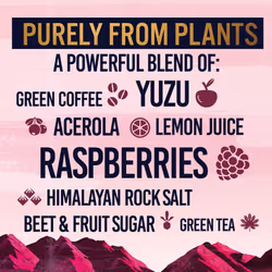 TENZING Natural Energy Drink, Plant Based, Vegan, & Gluten Free Drink, Raspberry & Yuzu, 330ml (Pack of 12) - Packaging may vary