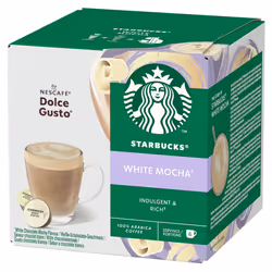 STARBUCKS White Mocha by NESCAF? Dolce Gusto, 72 Mocha Flavour with Espresso Roast Coffee Pods (6 packs), White Chocolate Notes