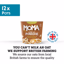 MOMA Instant Porridge Pots ALMOND BUTTER & SALTED CARAMEL - Box of 12 x 55g - Breakfast Jumbo Oat - Dairy Free, Gluten Free, Vegan, High in Fibre,