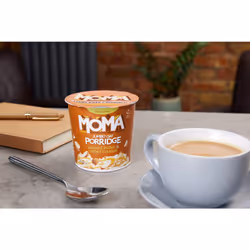 MOMA Instant Porridge Pots ALMOND BUTTER & SALTED CARAMEL - Box of 12 x 55g - Breakfast Jumbo Oat - Dairy Free, Gluten Free, Vegan, High in Fibre,