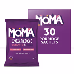 MOMA Porridge Sachets CRANBERRY & RAISIN - Box of 30 x 70g - Breakfast Jumbo Oat with Real Fruit - Gluten Free, High in Fibre ...