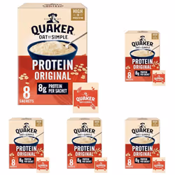 Quaker Oat So Simple Protein Original Porridge, 8 x 37.7g (Pack of 5)