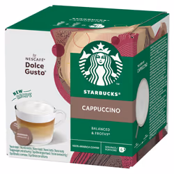 STARBUCKS Cappuccino by NESCAF? Dolce Gusto, 72 Cappuccino Coffee Pods (6 pack), Dark Roasted Espresso with Creamy Milk