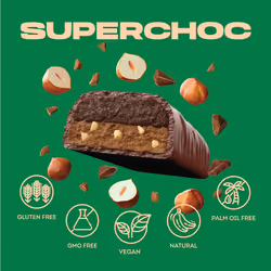Vive Superchoc Low Sugar High Fibre Caramelised Hazelnut Chocolate Bar - Protein Packed - Vegan Healthy Snack