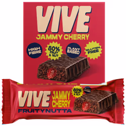 Vive Jammy Cherry Fruity Nutta Bars ? Vegan Fruit & Nut Snack with Real Fruit Jam Filling ? 80% Fruit & Nut, Belgian Chocolat ...
