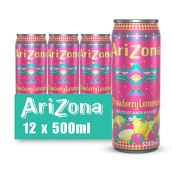 Arizona Strawberry Lemonade Fruit Juice, Pack of 12 x 500ml Cans, Delicious Still Fruity Drink, No Artificial Flavours or Preservatives