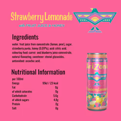 Arizona Strawberry Lemonade Fruit Juice, Pack of 12 x 500ml Cans, Delicious Still Fruity Drink, No Artificial Flavours or Preservatives