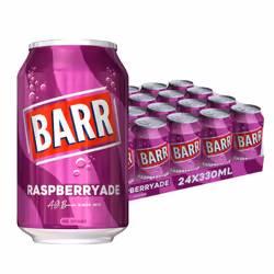BARR since 1875, 24 Pack Sparkling Raspberryade, Low Sugar Raspberry Flavoured Fizzy Drink "Fizzingly Fun" - 24 x 330ml Cans