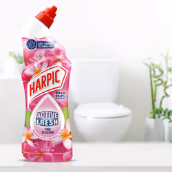 Harpic Active Fresh Toilet Cleaning Gel, Pink Blossom, Pack 12 x 750 ml, Infused with Essential Oils, Kills 99.9% of Bacteria, Toilet Cleaner