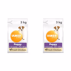 IAMS Complete Dry Dog Food for Puppy Small and Medium Breeds with Chicken 3 kg (Pack of 2)