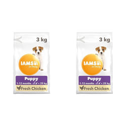IAMS Complete Dry Dog Food for Puppy Small and Medium Breeds with Chicken 3 kg (Pack of 2)