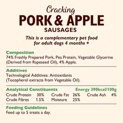 Lily's Kitchen Dog Meaty Treats Cracking Pork and Apple Sausages - Natural Dog Treats (8 x 70 g)