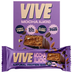 Vive Mocha Almond Protein Bars ? Vegan, High Fibre, Dairy-Free Snacks ? Pack of 12