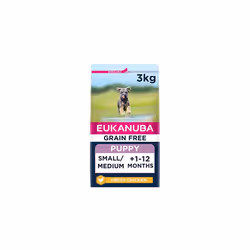 Eukanuba Grain Free Complete Dry Dog Food for Puppy Small and Medium Breeds with Fresh Chicken 3 kg