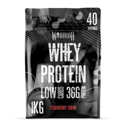 Warrior Whey Protein Powder ? Up to 36g* of Protein Per Shake ? Low Sugar, and Low Carbs ? GMP Certified (Strawberry Cr?me, 1kg)