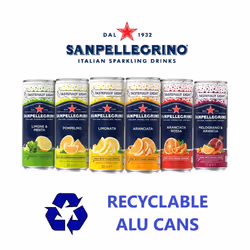 San Pellegrino Italian Sparkling Drinks Tastefully Light Sparkling Lemon Canned Soft Drink 12 x 330ml | 73k Cals per Can