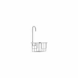 Croydex QM260441 Chrome Shower Riser Rail Hook Over Caddy Basket, 5 Year Rust Free Guarantee, Silver