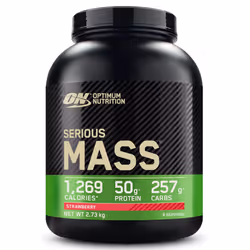 Optimum Nutrition Serious Mass Protein Powder High Calorie Mass Gainer with Vitamins, Creatine and Glutamine, Strawberry, 8 S ...