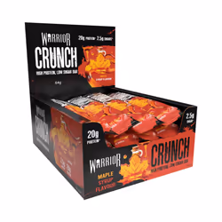 Warrior Crunch - High Protein Bars - 20g Protein Each Bar - Low Carb, Low Sugar Snack - 12 Pack x 64g (Maple Syrup)