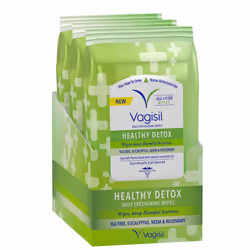 Vagisil Healthy Detox Wipes, for All Over Cleaning, Formulated with Essential Oils, 20 Wipes in a Re-Sealable Pouch (Pack of  ...