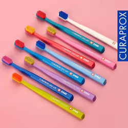 Curaprox Toothbrush Set CS 5460 - Pack of 3 Ultra Soft Manual Toothbrushes for Adults 5460 with Super Soft CUREN Bristles - Random Color