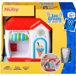 Nuby Ice Cream Shop Bubble Machine, Bath Toy for Toddlers from 3 Year Olds and Older Foam Cone Ice Cream Maker Bath Wall Toy Red