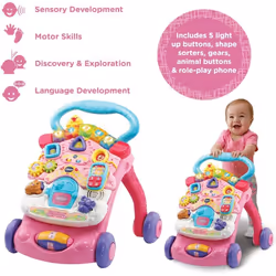 VTech First Steps Baby Walker | Push Along Walker Baby Toy Shapes Sounds Music Phrases Pretend Play More Suitable Babies 6 Months1 2 & 3 Year Olds
