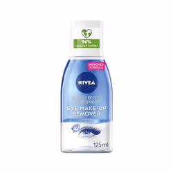 NIVEA Double Effect Waterproof Eye Make-Up Remover (125 ml), Daily Use Face Cleanser for Make-Up and Mascara with Cornflower  ...