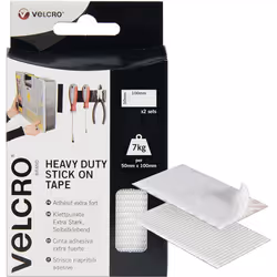 VELCRO Brand 2pk Heavy Duty White Stick Strips 50mm 100mmHook And Loop Tape Self Adhesive Industrial Extra Double Sided Stick ...