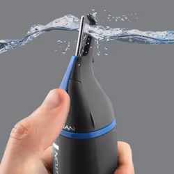 Remington Mens Battery Operated Nose Ear and Eyebrow Hair Trimmer Showerproof NE3850 Silver