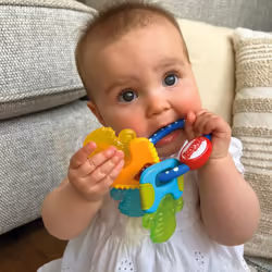 Nuby IcyBite Keys  Soothing Teether Multiple Teething Surfaces Refrigerator Safe Suitable from 3 Months Plus
