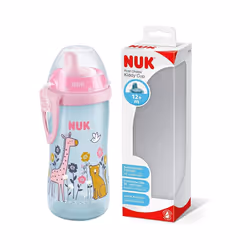 NUK Kiddy Cup Toddler Cup | 12+ Months | 300 ml | Leak-Proof Toughened Spout | Clip & Protective Cap | BPA-Free | Pink