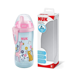 NUK Kiddy Cup Toddler Cup | 12+ Months | 300 ml | Leak-Proof Toughened Spout | Clip & Protective Cap | BPA-Free | Pink