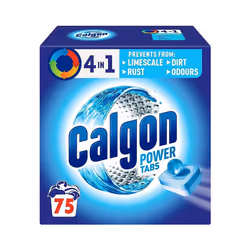 CALGON 4-in-1 Water Softener Tablets Washing Machine Cleaner & Limescale Remover Deep Clean Size XL Packaging may vary 75 Cou ...