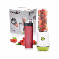 BREVILLE Blend Active Personal Blender/Smoothie Maker 2 Portable Blend Active Bottles (600ml) Leak Proof Lids White & Green