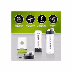 BREVILLE Blend Active Personal Blender/Smoothie Maker 2 Portable Blend Active Bottles (600ml) Leak Proof Lids White & Green