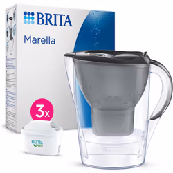 BRITA Marella Water Filter Jug Graphite Starter Pack incl.3x MAXTRA PRO cartridges fridge-fitting jug digital LTI Flip-Lid Sm ...